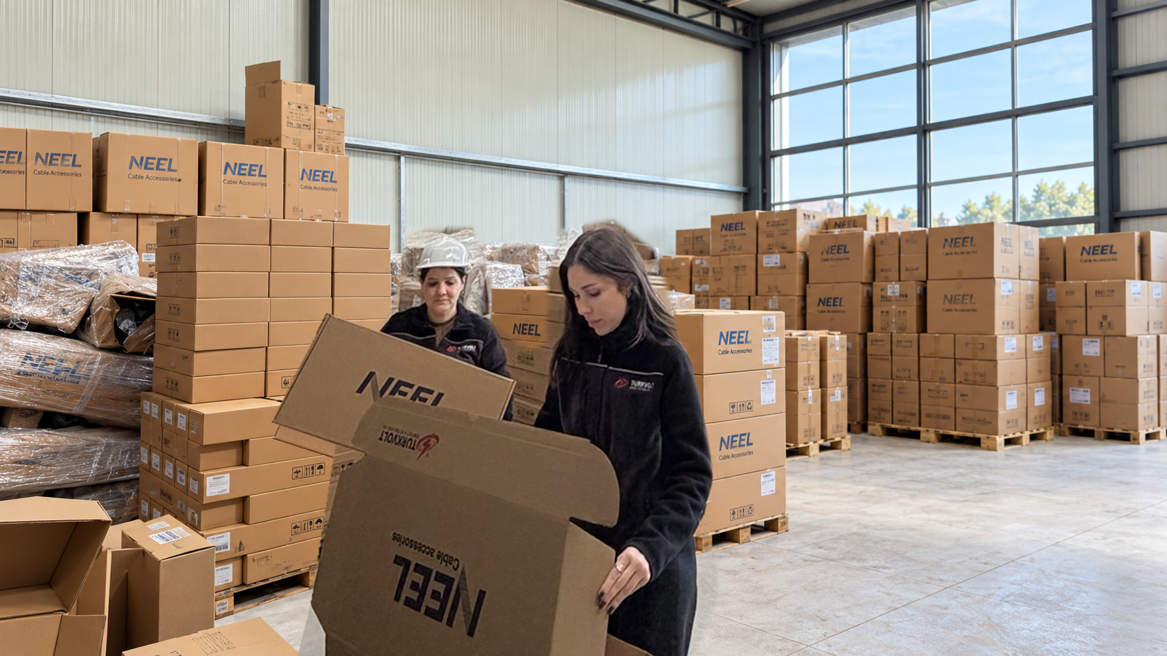 Türkvolt ekibi NEEL ürünlerini paketlerken